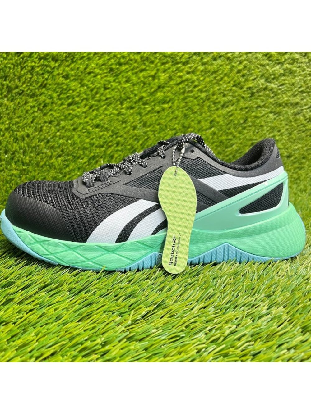 Reebok Nanoflex TR Womens Size 6.5 Black Green Composite Toe Safety Work Shoes - Picture 3 of 10